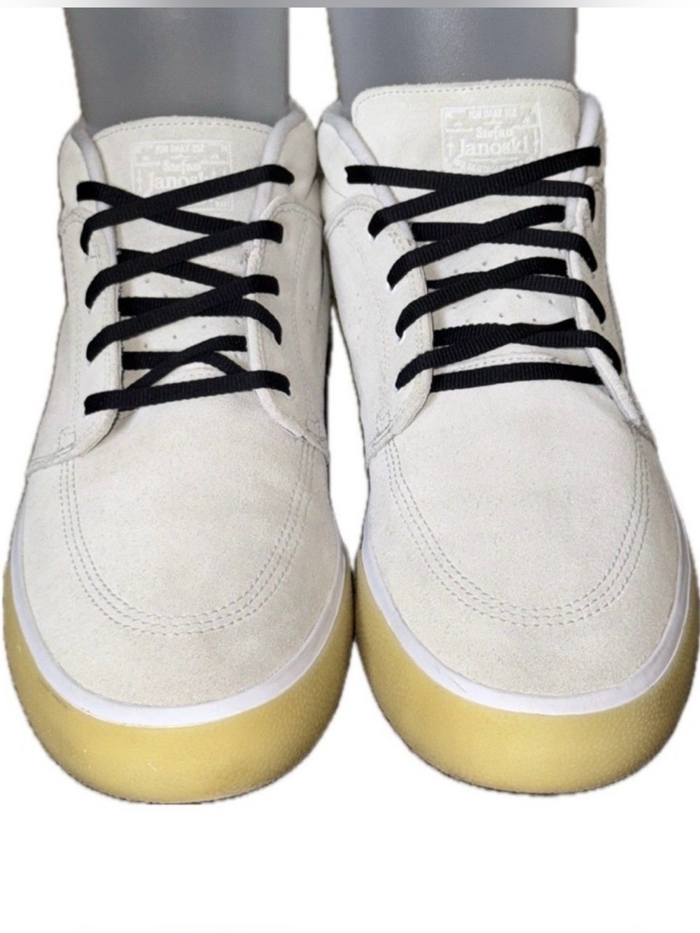 NIKE SB Stefan Janoski Mid 2019 Ecru Suede Skate Shoes Gum Sole | Men's US 14